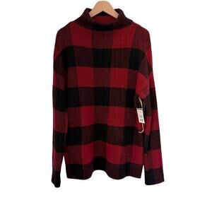 NWT Christian Siriano Buffalo Plaid Mock Neck Tunic Sweater Size M